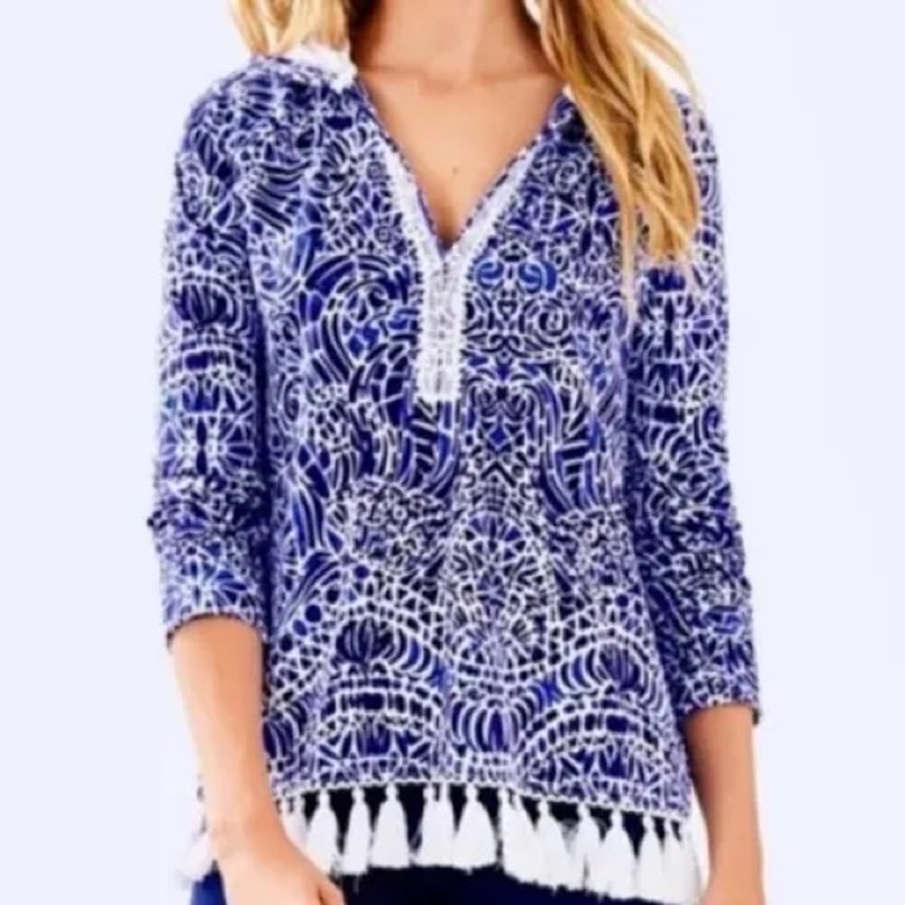 Lilly Pulitzer Fringe Detail Hoodie NWOT